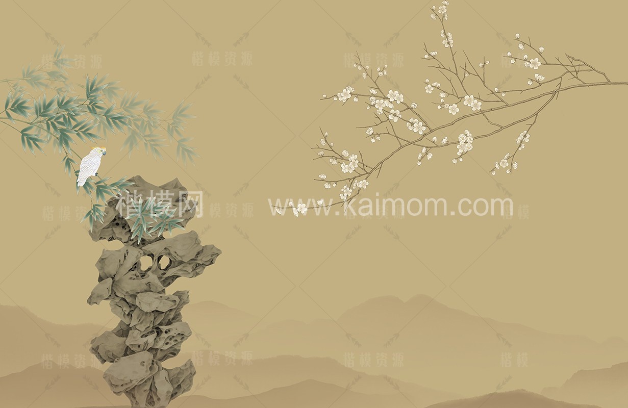 高清壁画_鹤_荷_花鸟贴图下载-1