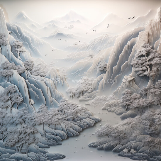 高清山水壁画贴图下载-1