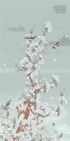 高清壁画_鹤_荷_花鸟贴图下载-1