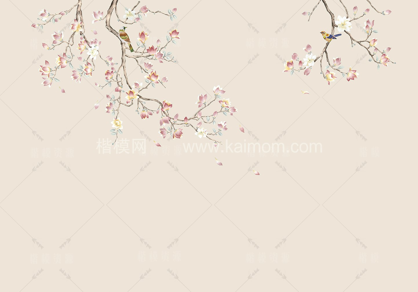 高清壁画_鹤_荷_花鸟贴图下载-1