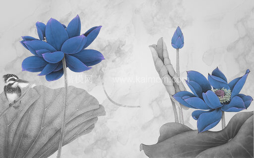 高清壁画_鹤_荷_花鸟贴图下载-1