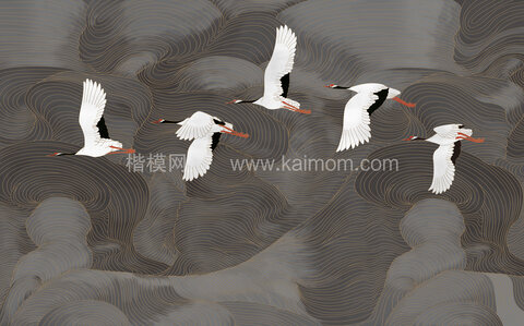 高清壁画_鹤_荷_花鸟贴图下载-1