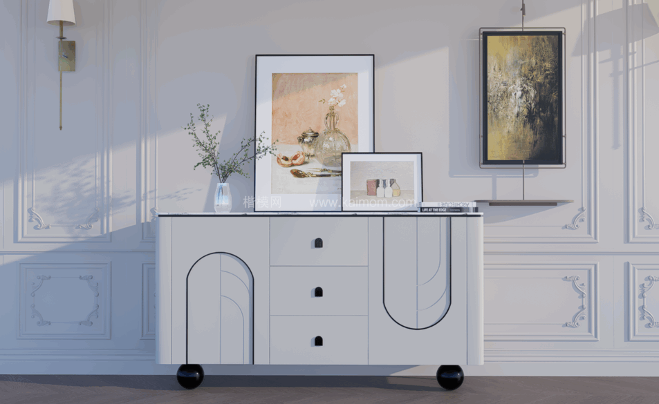 玄关柜_端景台SU模型下载-1