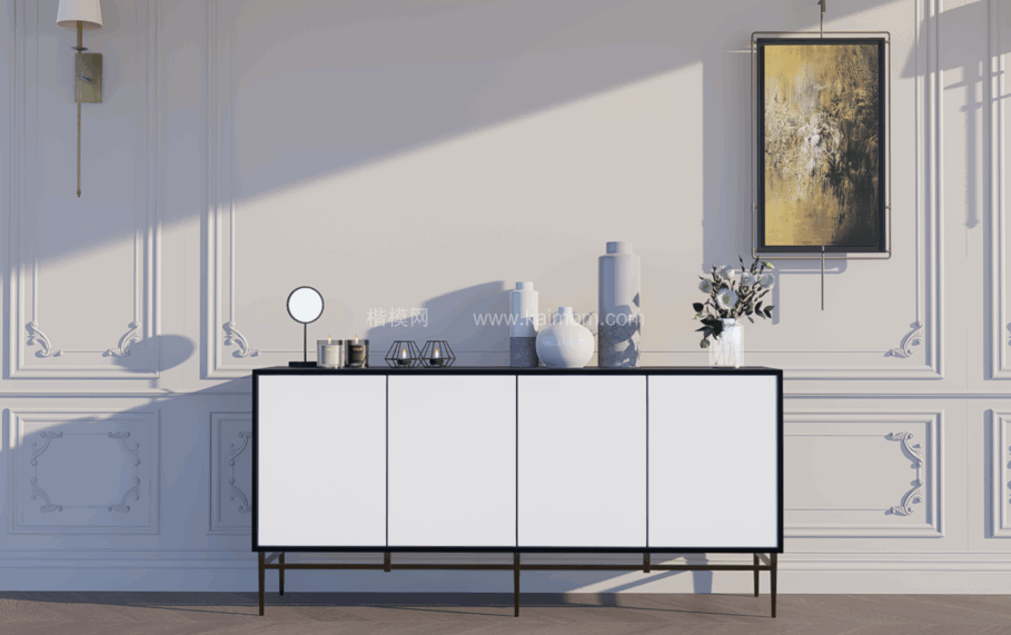 玄关柜_端景台SU模型下载-1