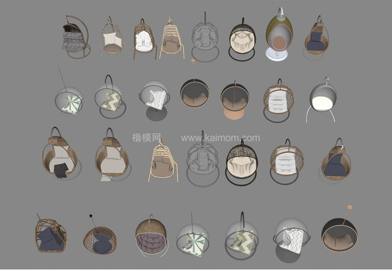 吊椅吊床SU模型下载-1