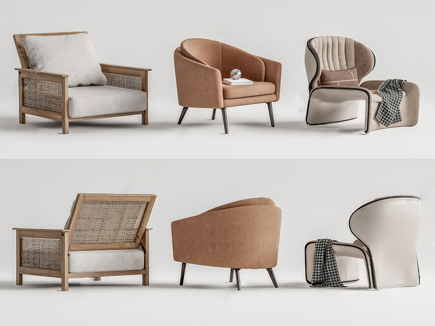 休闲椅SU模型下载-1