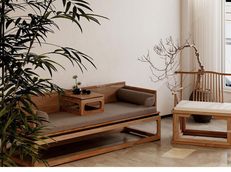 新中式多人沙发SU模型下载-1