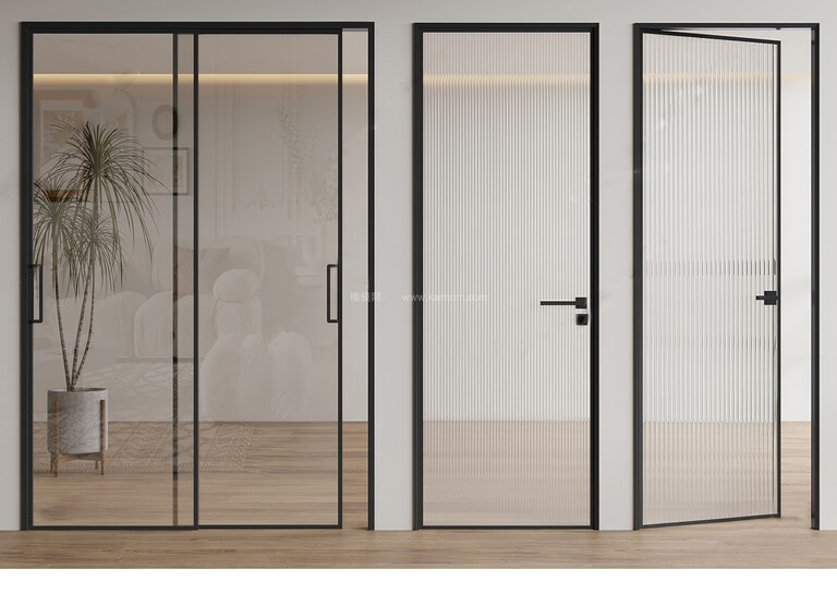 玻璃门SU模型下载-1