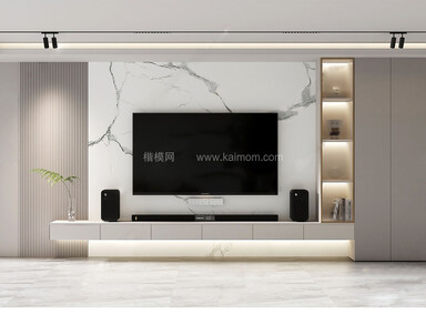电视背景墙SU模型下载-1