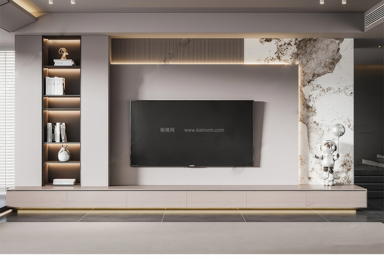 电视背景墙SU模型下载-1