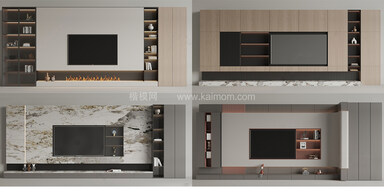 电视背景墙SU模型下载-1