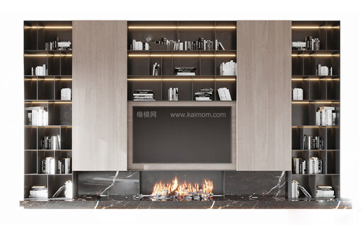 电视背景墙SU模型下载-1
