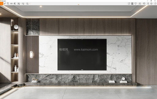 电视背景墙SU模型下载-1