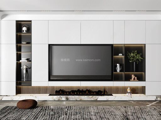 电视背景墙SU模型下载-1