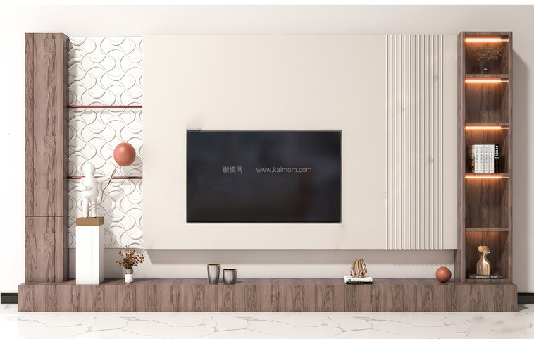 电视背景墙SU模型下载-1