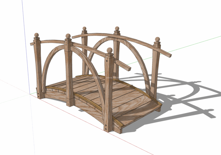 中式景观木桥_栈道桥_拱桥_景观桥SU模型下载-1