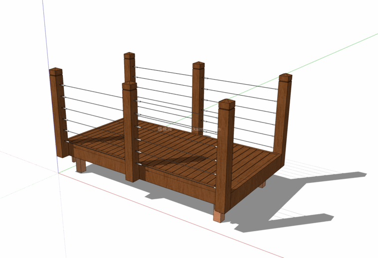 中式景观木桥_栈道桥_拱桥_景观桥SU模型下载-1