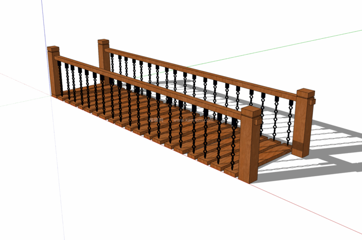 中式景观木桥_栈道桥_拱桥_景观桥SU模型下载-1