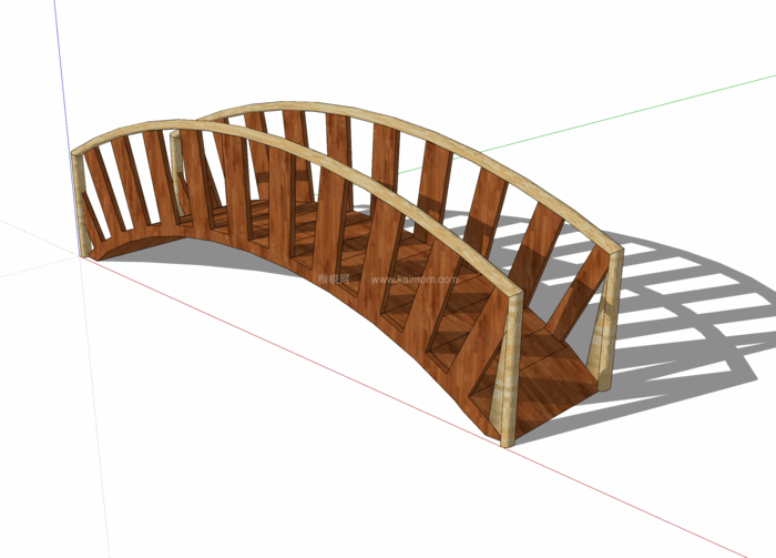 中式景观木桥_栈道桥_拱桥_景观桥SU模型下载-1