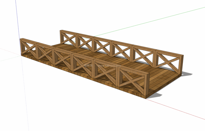 中式景观木桥_栈道桥_拱桥_景观桥SU模型下载-1