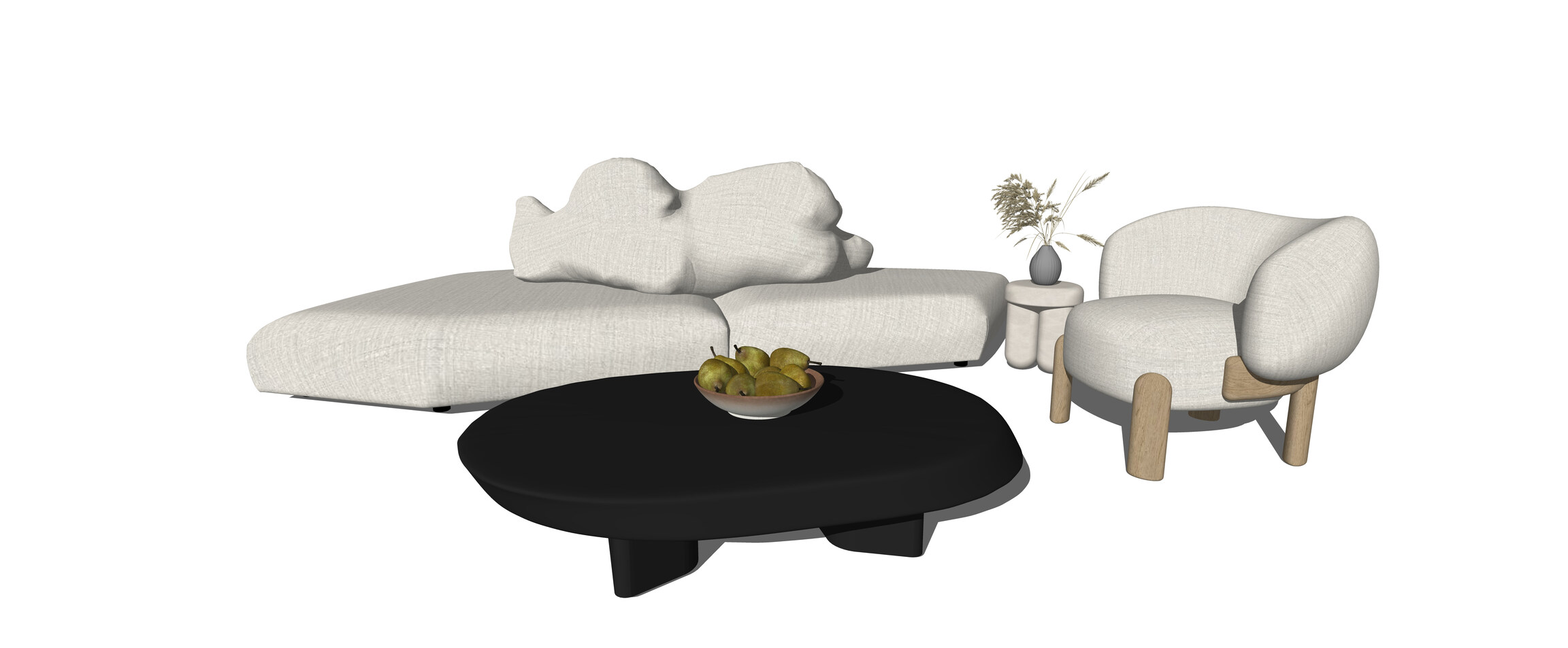 多人沙发_茶几SU模型下载-1