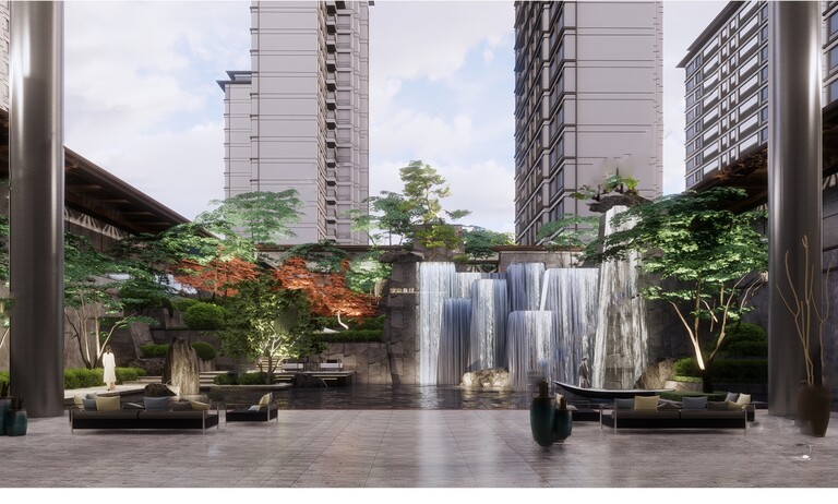 水景_瀑布SU模型下载-1