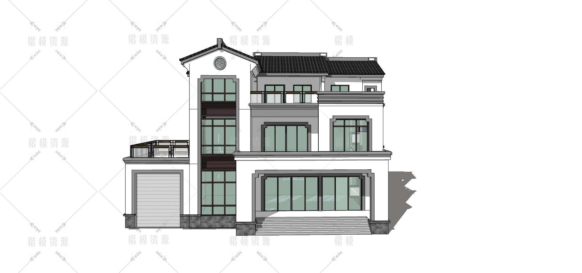 别墅_自建房SU模型下载-2