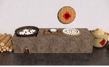 土灶台_柴火灶su模型-1