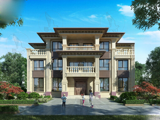 欧式别墅_自建房SU模型下载-1