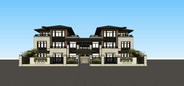 别墅_自建房SU模型下载-2