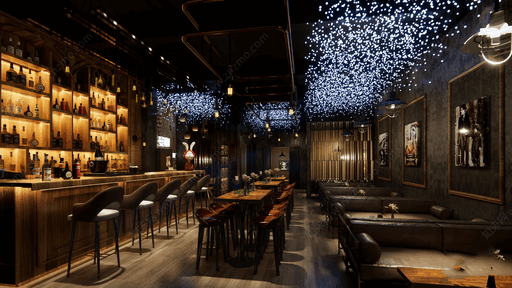 酒吧_音乐餐厅SU模型下载-2