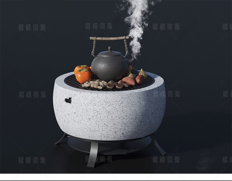 围炉煮茶SU模型下载-1