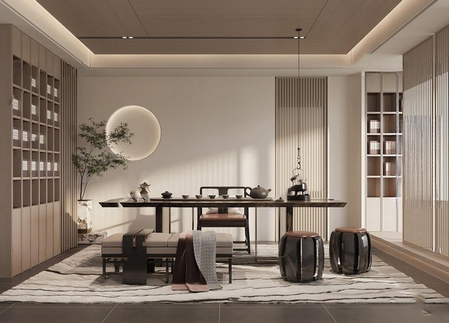 茶室SU模型下载-1