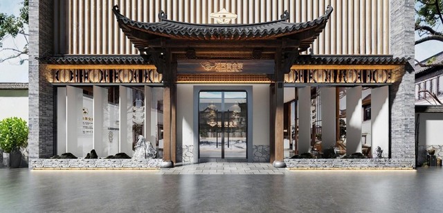 店铺门面_门头SU模型下载-1