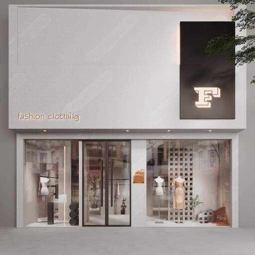 店铺门面_门头SU模型下载-1