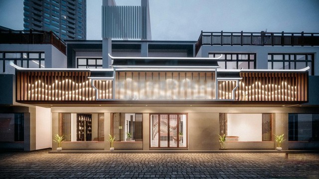 店铺门面_门头SU模型下载-1