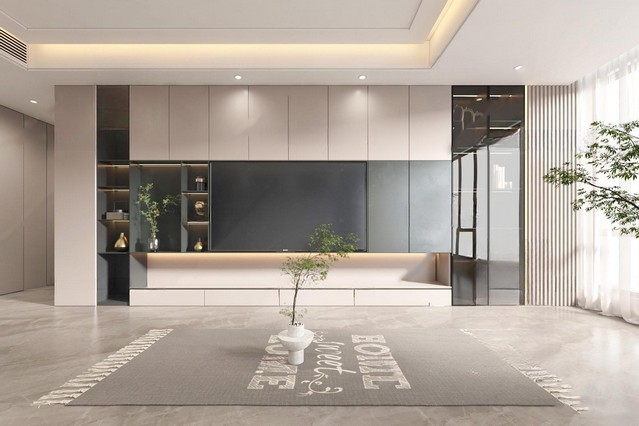 电视背景墙SU模型下载-1