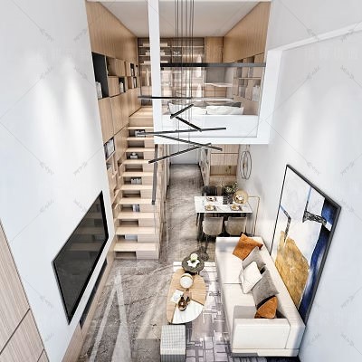 loft公寓SU模型下载-1