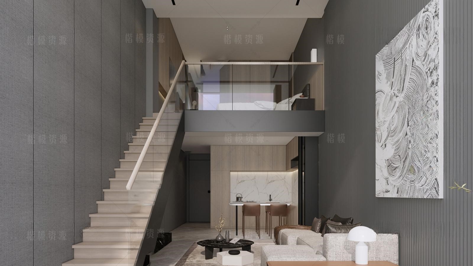 loft公寓SU模型下载-1