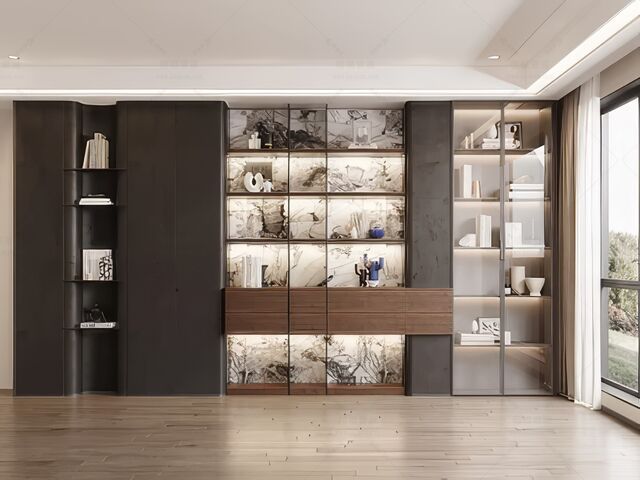 置物架_书柜_书架SU模型下载-1