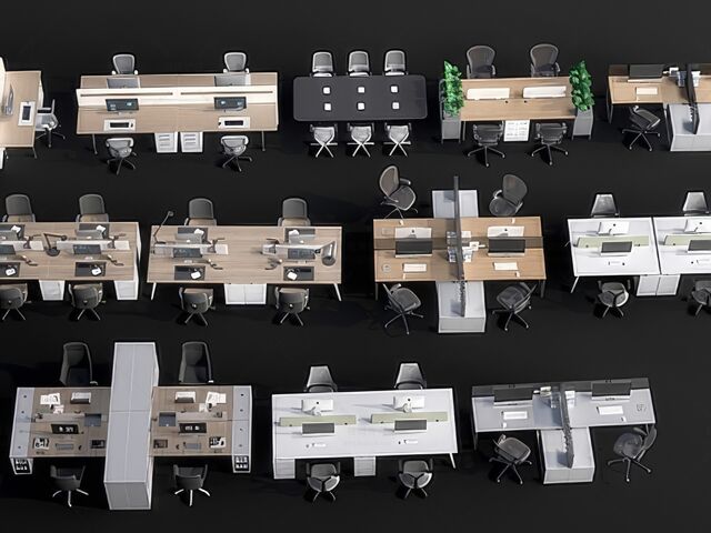 办公卡位组合SU模型下载-1