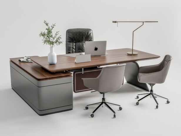 老板办公桌SU模型下载-1