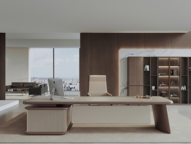 老板办公桌SU模型下载-1