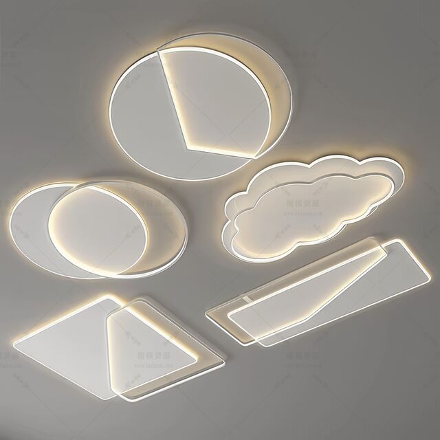 吸顶灯SU模型下载-1