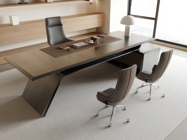 老板办公桌SU模型下载-1