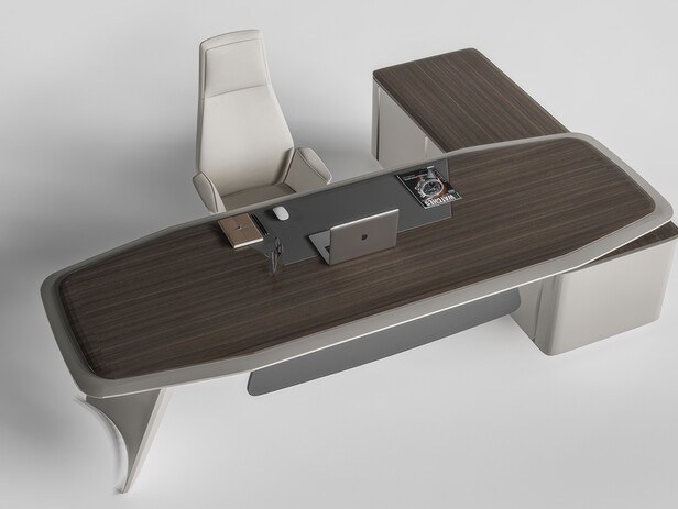 老板办公桌SU模型下载-1