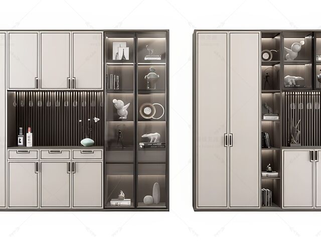 酒柜_餐边柜SU模型下载-1