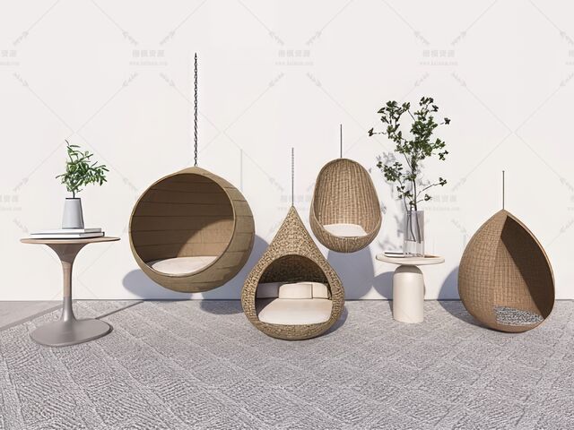 室外吊椅吊床SU模型-1