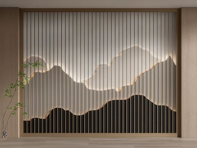 格栅背景墙SU模型-1