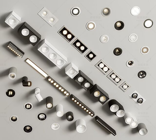 轨道灯_磁吸灯_筒灯SU模型下载-1